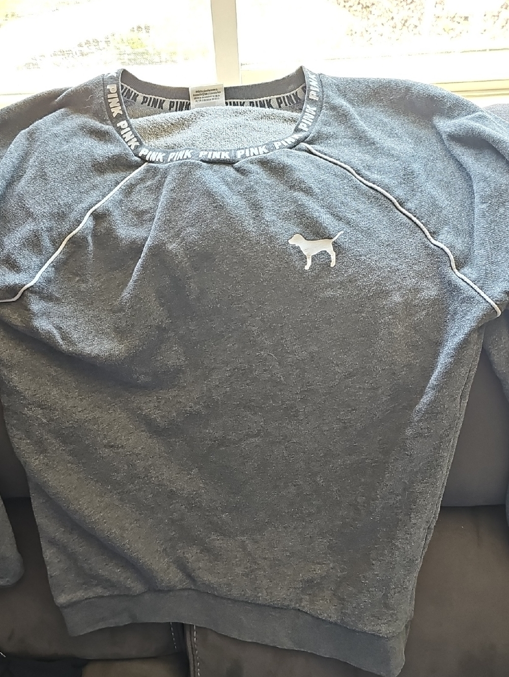 Victoria's Secret PINK Grey Sweatshirt with Black Trim